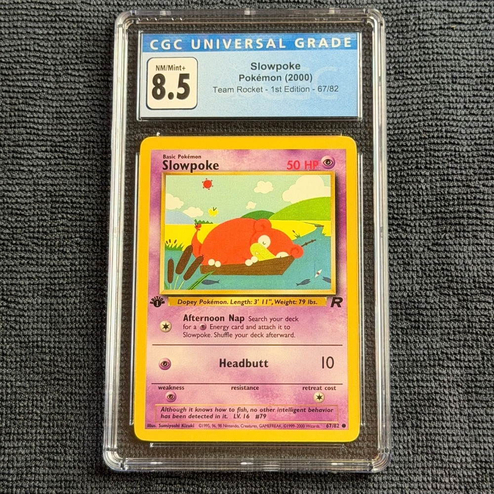 Pokemon Slowpoke 67/82 1st Ed CGC 8.5 NM/M+ Blue Label TCG 2000 Team Rocket WotC